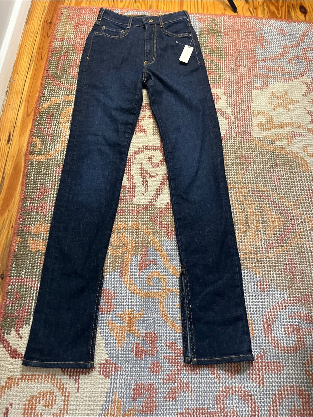 NWT Anthropologie Pilcro The Split Straight Jeans Size 25 Dark Wash High Rise